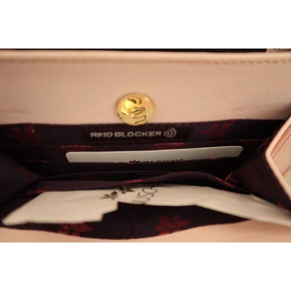 Anuschka Pink Dragonflies Hand-Painted Leather Crossbody Bag RFID Protection - Picture 6 of 10